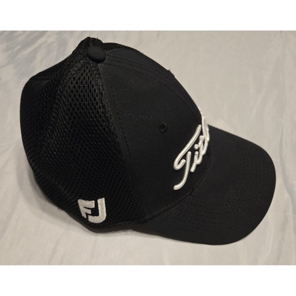 Titleist Hat Cap Child/Youth Footjoy FJ Pro V1 Golf Fitted Mesh Stretch Black - Picture 4 of 7